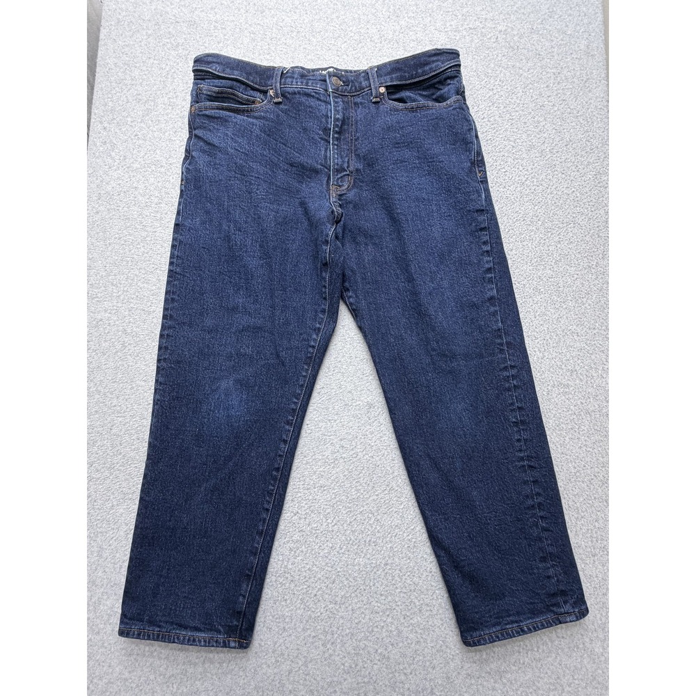 Lands' End Square Rigger Jeans Mens 36 Blue Flannel Lined Stretch Denim Pants